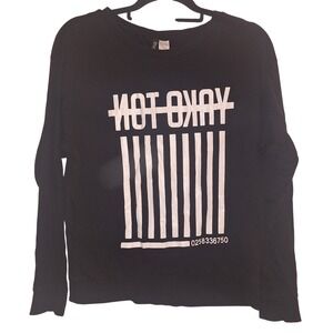 Not Okay Barcode Black & White Longsleeve T-shirt Medium Indy‎ Goth Whimsygoth